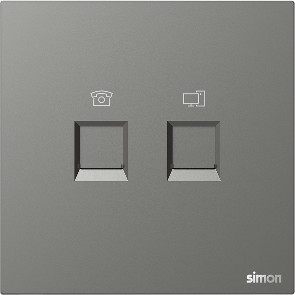 M7 AIR- Bộ ổ cắm điện thoại + mạng Cat6 (Platinum Grey) Simon 665229-6Q