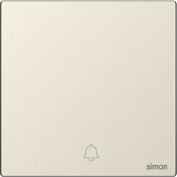 Bộ nút bấm chuông cửa màu vàng mặt kim loại Simon M7 666301M-2C lắp đế vuông