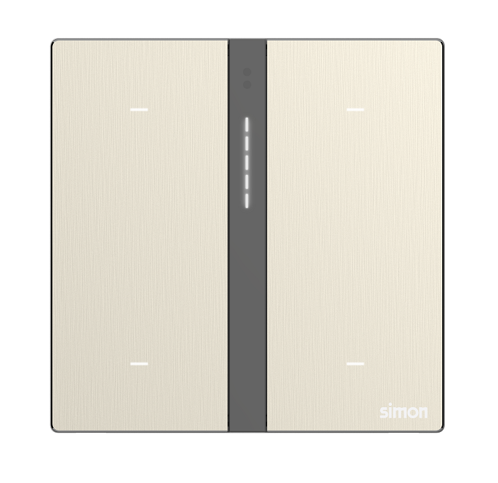 Module công tắc gồm 2  bối cảnh và 2 công tắc thường Simon M7 (Metal Gold) 66E8009MTY-2C Màu vàng