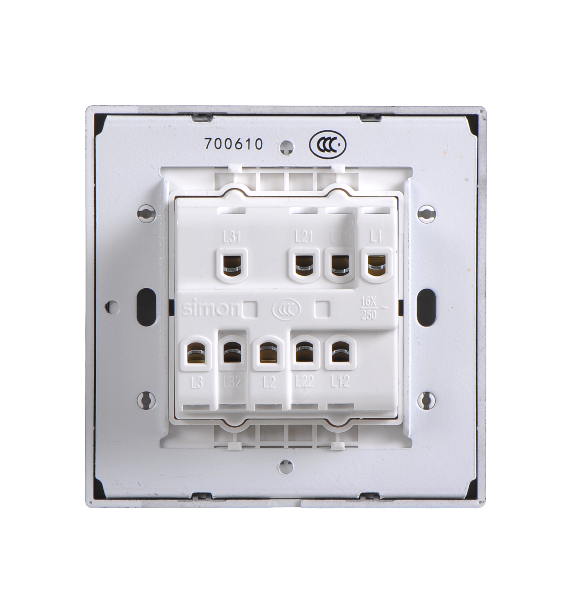 Công tắc ba 2 chiều màu Xám Simon I7 701032061 chuẩn đế vuông