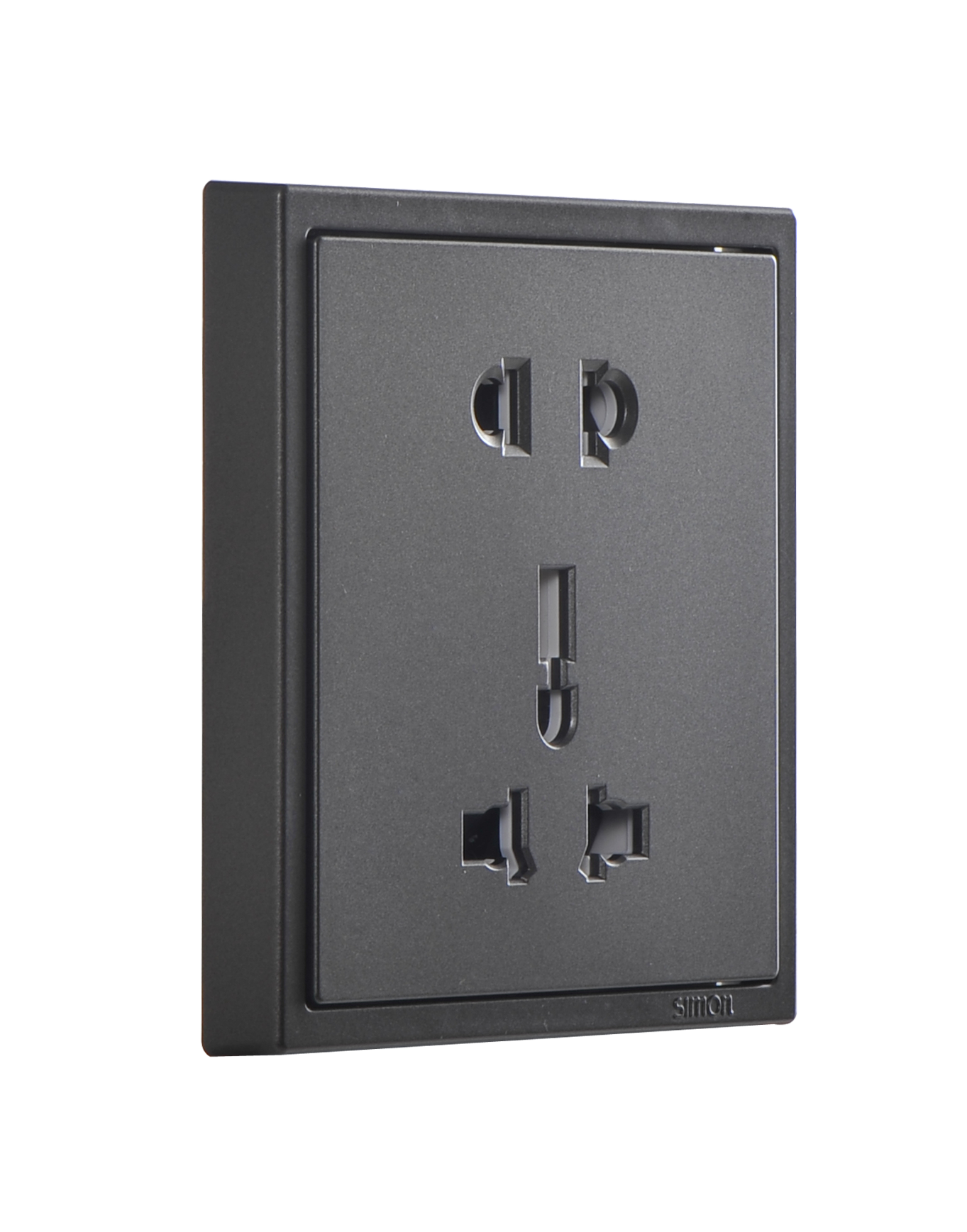 Module Ổ cắm đôi gồm ổ cắm đa năng kết hợp ổ đôi 2 chấu màu Đen Simon I7 701080-26