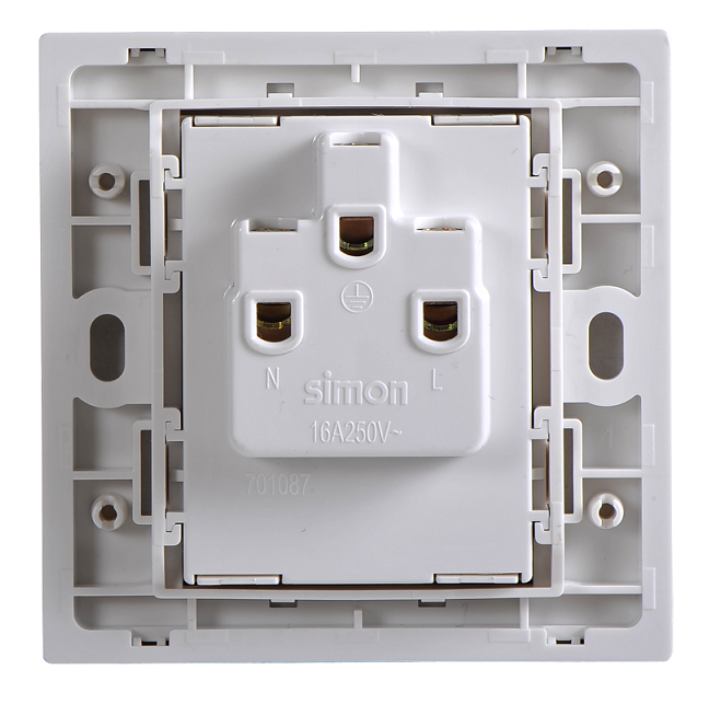 Ổ cắm đơn 3 chấu chuẩn Âu - Mỹ 16A Simon I7 701087-61 màu xám