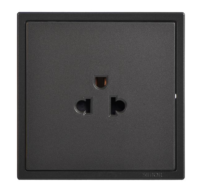 Ổ cắm đơn 3 chấu chuẩn Âu - Mỹ 16A Simon I7 701087-61 màu xám