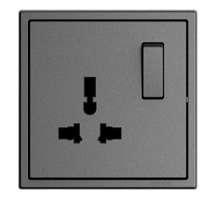 Ổ cắm đa năng kèm công tắc Simon I7 701089-61 Màu xám đế vuông