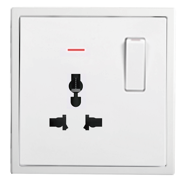 Module Ổ cắm đơn đa năng kèm Công tắc bật tắt ổ cắm màu trắng Simon I7 701089
