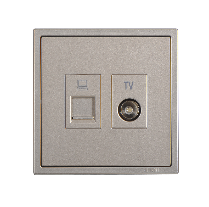 Module Ổ cắm tivi kết hợp ổ mạng Simon I7 705302 Màu sâm panh