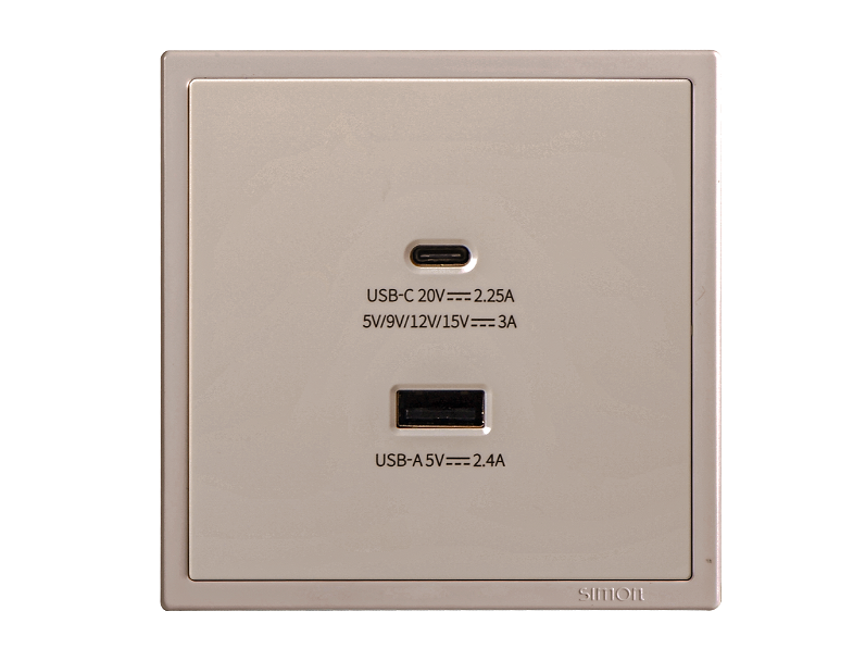 Module Ổ cắm sạc USB (5V 2.4A) + Sạc Type C (45W) màu sâm panh I7 70E727-46