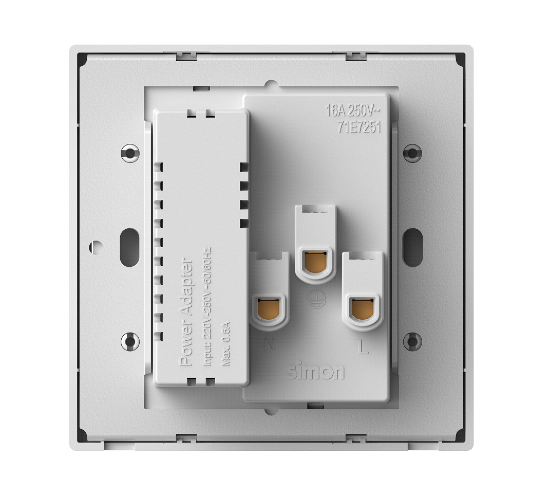 Ổ cắm đôi 3 chấu chuẩn Âu Mỹ kèm ổ sặc USB và cổng sạc Type A+C màu sâm panh Simon I7 71E7251-46