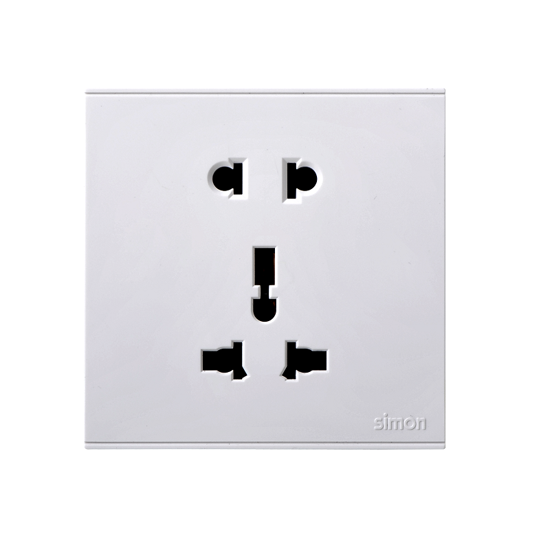 E6- Bộ Ổ cắm 3 chấu đa tiêu chuẩn 10A và ổ cắm 2 chấu dùng cho chấu tròn và dẹt (Grey) Simon 721080-61