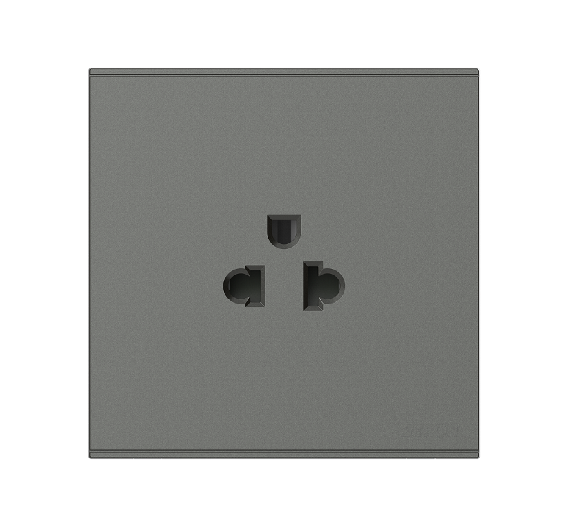 E6- Bộ Ổ cắm đơn chuẩn Âu-Mỹ 16A (Grey) Simon 721087-61 màu xám