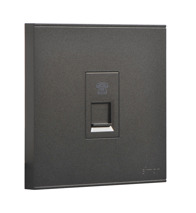 E6- Bộ ổ cắm điên thoại đơn (Grey) Simon 725214-61 Màu xám