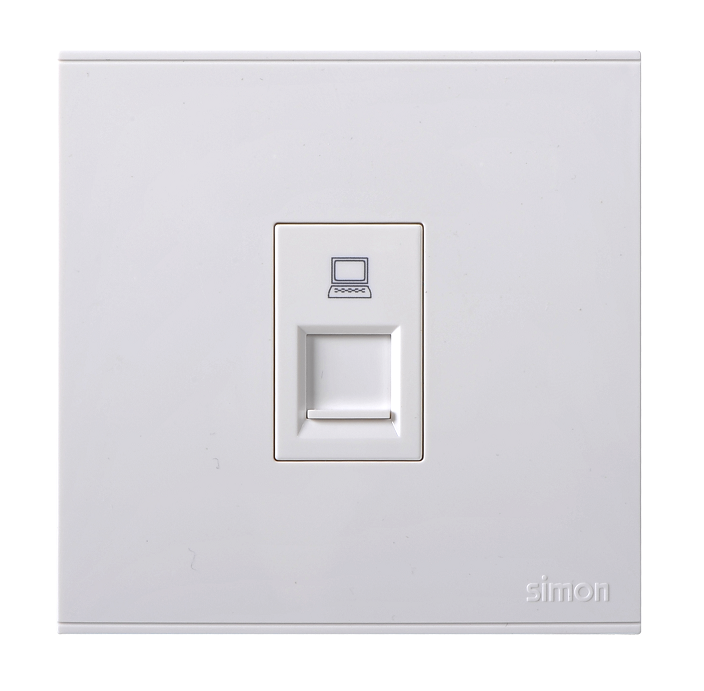 E6- Bộ ổ cắm dữ liệu đơn Cat6e Simon 725218 Màu trắng