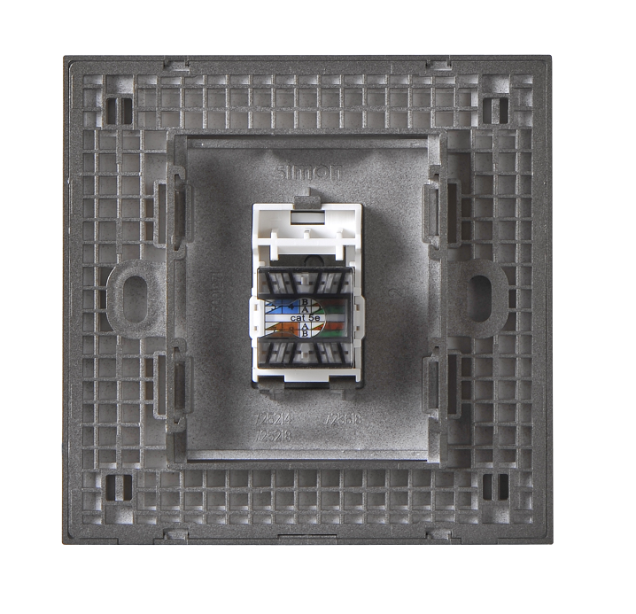 E6- Bộ ổ cắm dữ liệu đơn Cat6e (Grey) Simon 725218-61 Màu xám