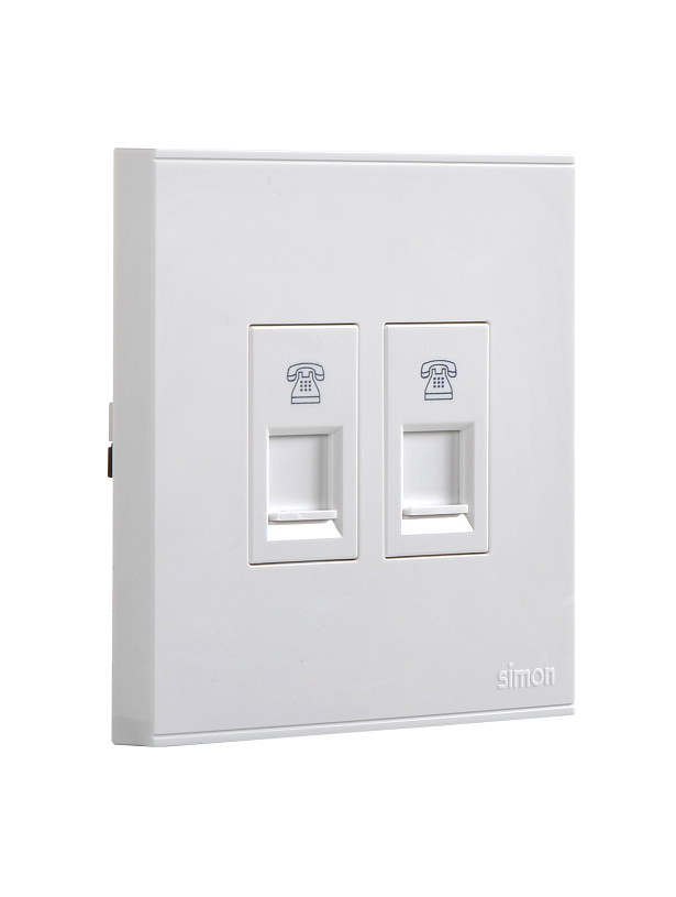 E6- Bộ ổ cắm điện thoại đôi Simon 725224 Màu trắng