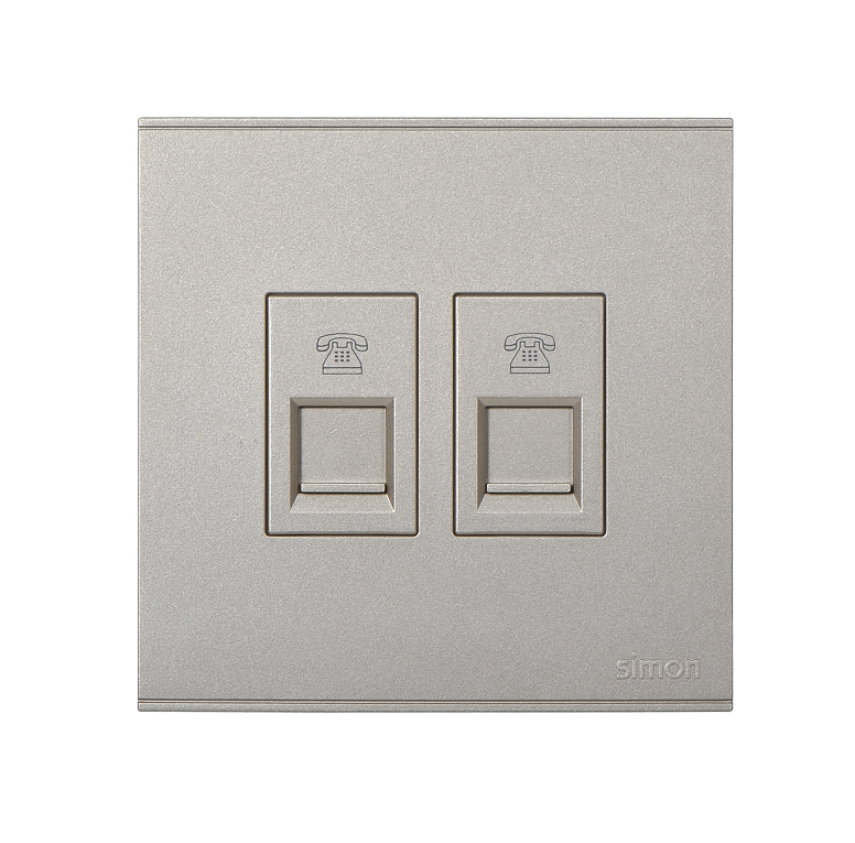 E6- Bộ ổ cắm điện thoại đôi (Champagne) Simon 725224-46Màu sâm panh