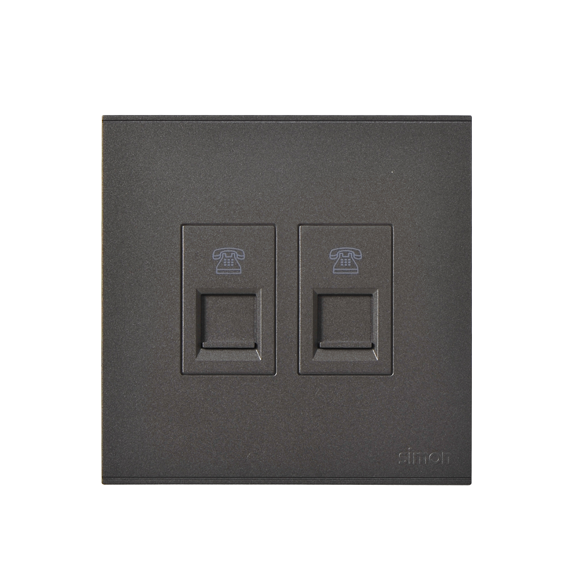 E6- Bộ ổ cắm điện thoại đôi (Grey) Simon 725224-61 Màu xám