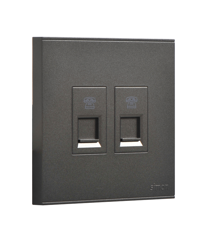 E6- Bộ ổ cắm điện thoại đôi (Grey) Simon 725224-61 Màu xám