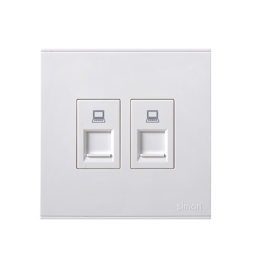 E6- Bộ ổ cắm dữ liệu đôi Cat6e Simon 725228 Màu trắng