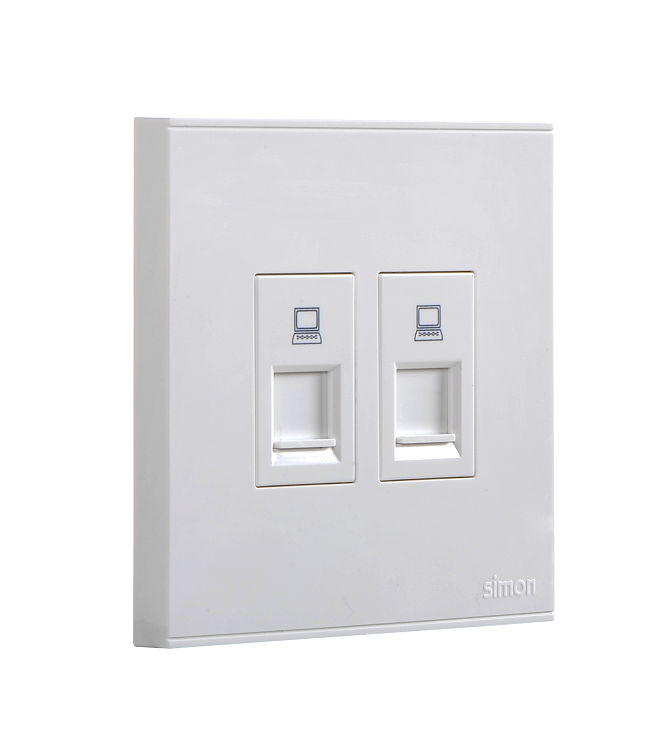 E6- Bộ ổ cắm dữ liệu đôi Cat6e Simon 725228 Màu trắng