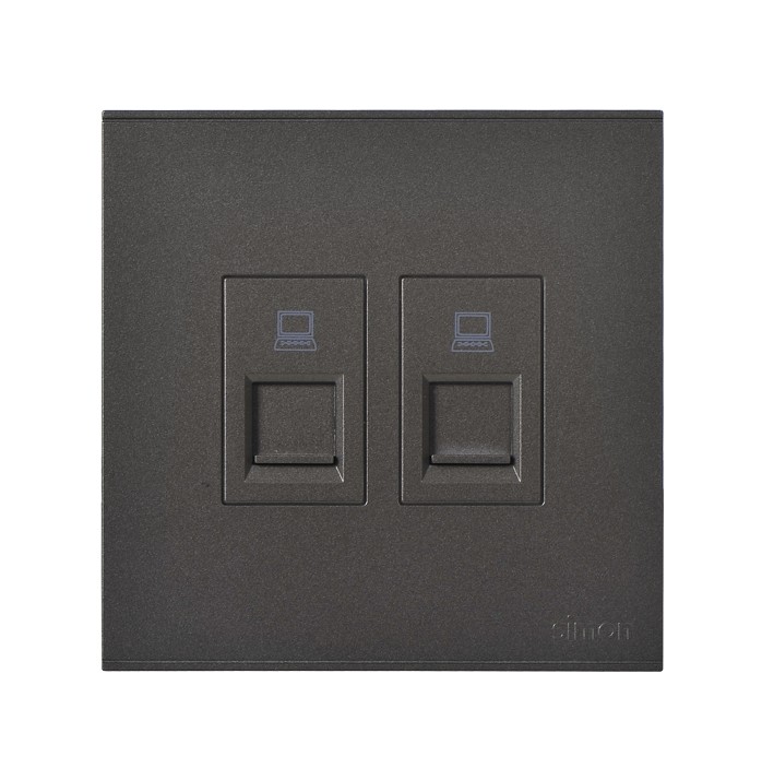E6- Bộ ổ cắm dữ liệu đôi Cat6e (Grey) Simon 725228-61 Màu xám