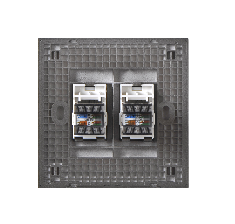 E6- Bộ ổ cắm dữ liệu đôi Cat6e (Grey) Simon 725228-61 Màu xám