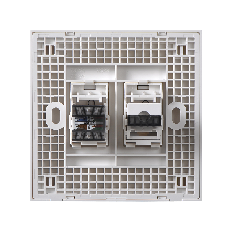 E6- Bộ ổ cắm điện thoại và dữ liệu Cat6e Simon 725229 Màu trắng