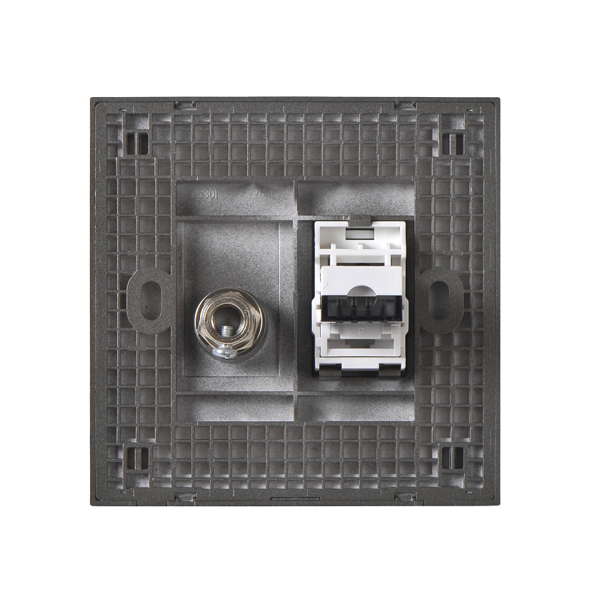 E6- Bộ ổ cắm TV và điện thoại (Grey) Simon 725301-61 Màu xám
