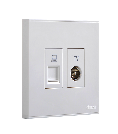 E6- Bộ ổ cắm Tv và dữ liệu Cat6e Simon 725302 Màu trắng