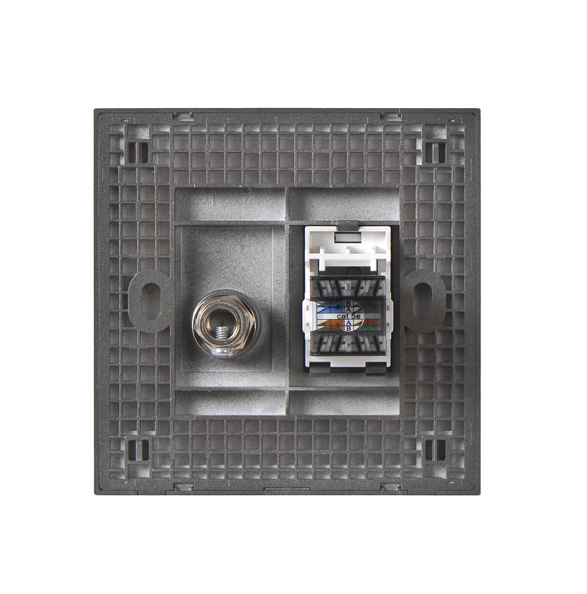 E6- Bộ ổ cắm Tv và dữ liệu Cat6e (Grey)  Simon 725302-61 Màu xám