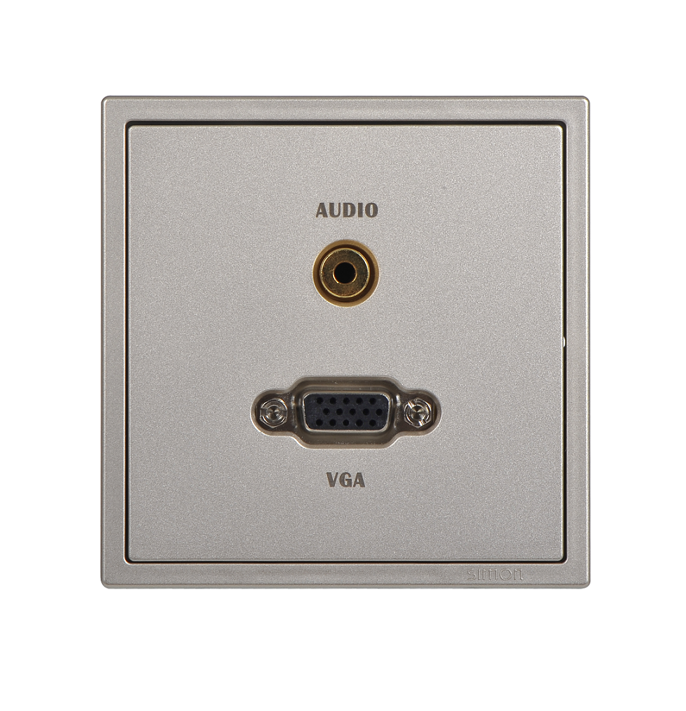 Ổ cắm VGA và tại nghe 3.5 mặt vuông Simon I7 700495-46 màu sâm panh