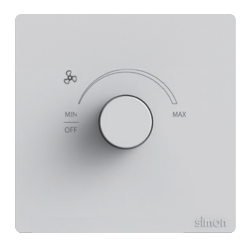 Bộ chiết áp quạt Simon K3 57E201 Màu trắng lắp chuẩn đế vuông