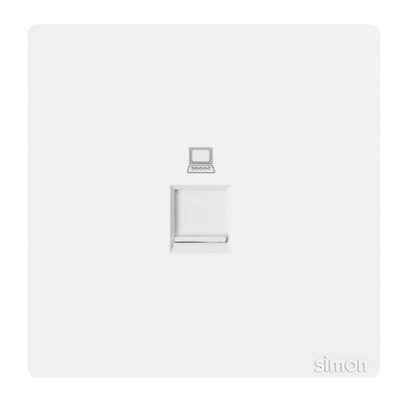 Ổ cắm mạng đơn Simon K3 575218 Màu trắng lắp chuẩn đế vuông
