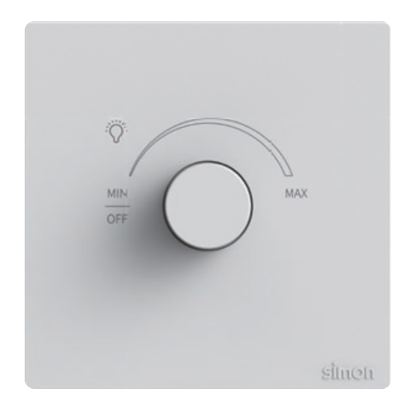 Bộ chiết áp đèn Simon K3 57E101 Màu trắng lắp chuẩn đế vuông