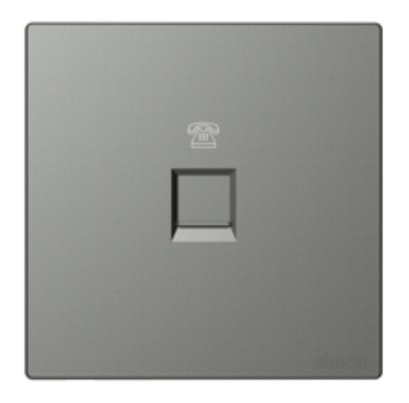 Ổ cắm điện thoại đơn Simon K3 575214-46 Màu ghi xám lắp chuẩn đế vuông