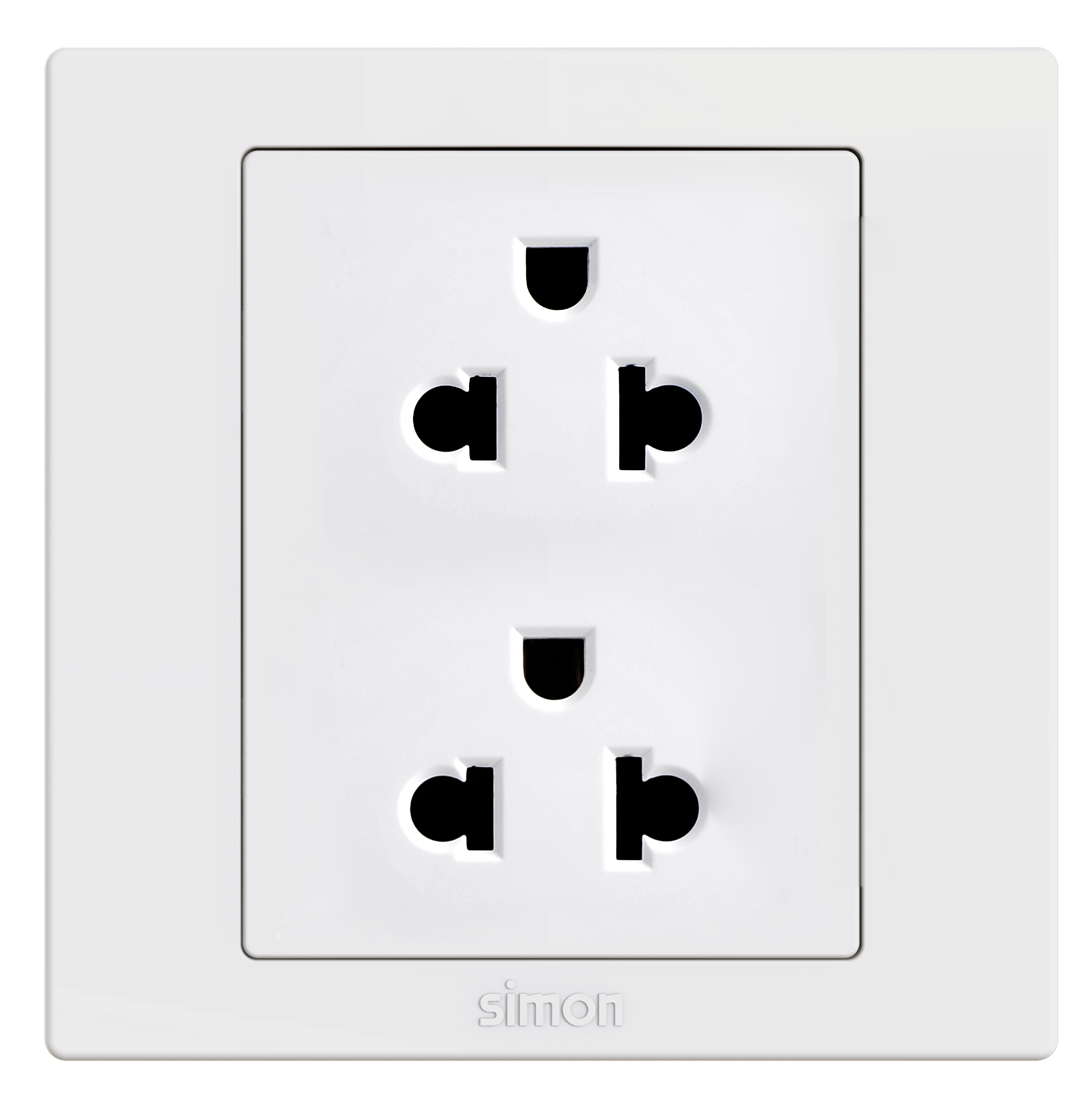 Module Ổ cắm đôi 3 chấu 16A màu trắng Simon S5 S5522 lắp đế vuông