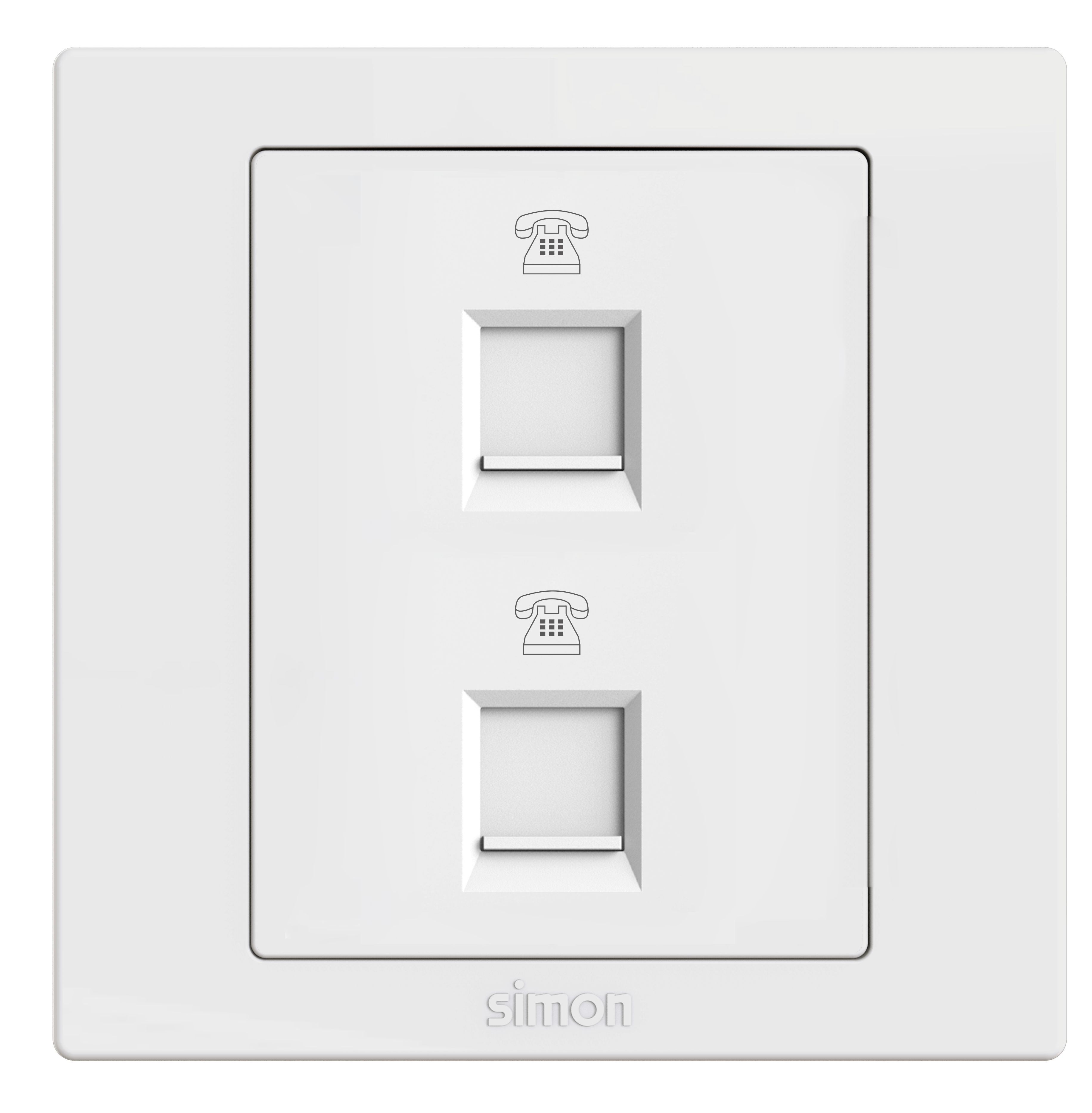 Module Bộ ổ cắm điện thoại đôi màu trắng Simon S5 S5822 lắp đế vuông