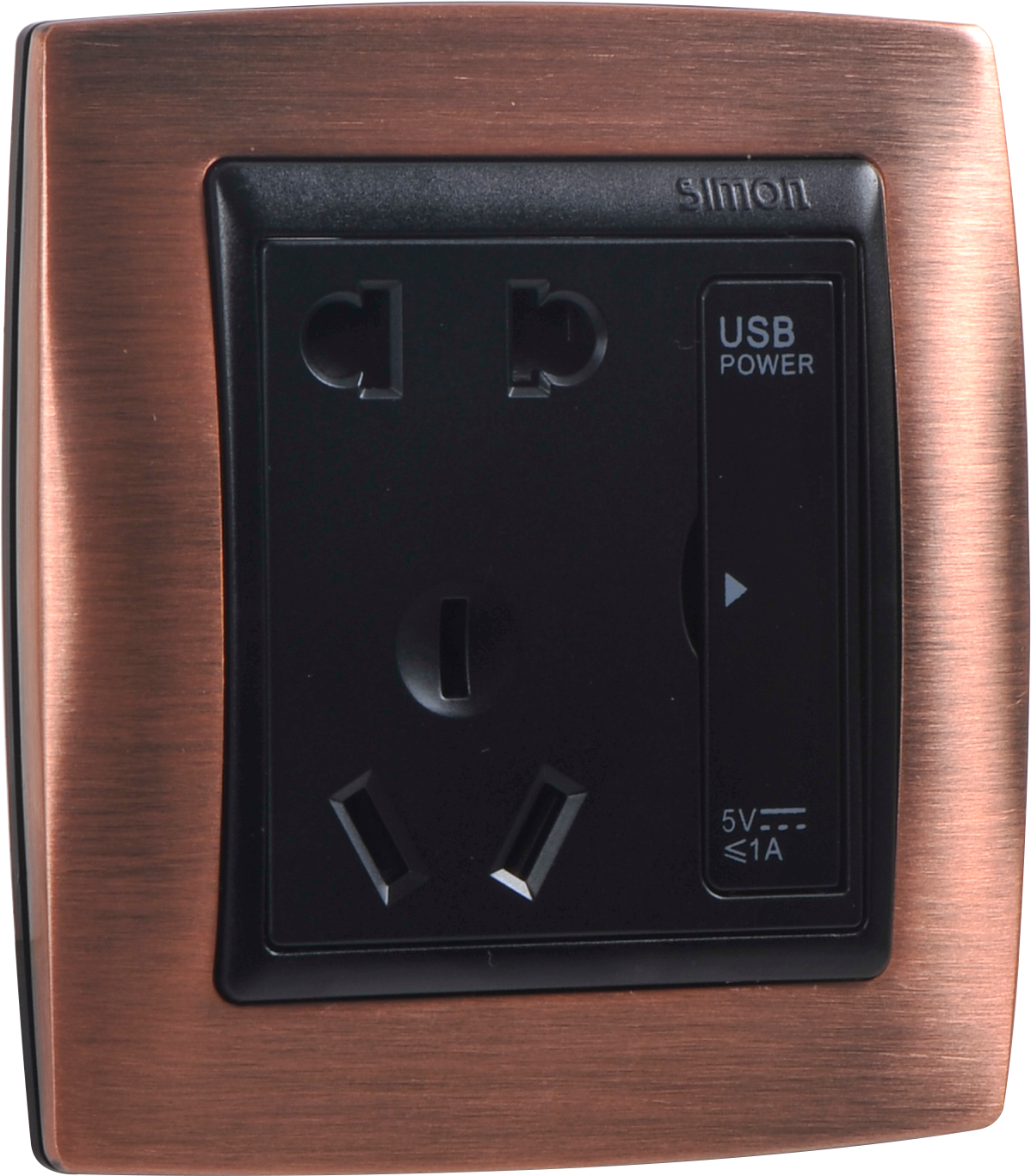 Ổ cắm kèm sạc USB và Type C V8 simon màu đen