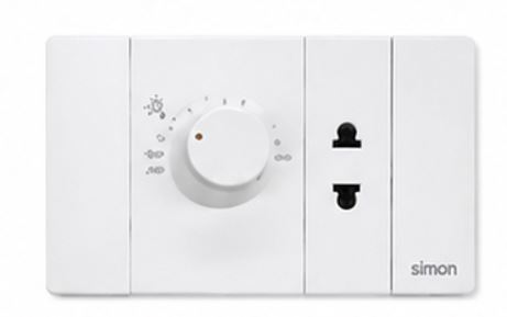 K9 - Bộ chiết áp quạt + ổ cắm đơn 2 chấu Simon K9 59E201 Màu trắng