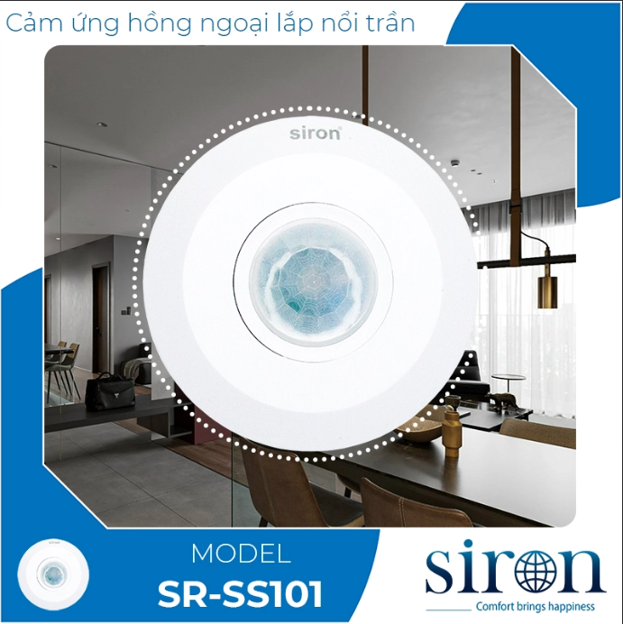 Công Tắc Cảm Ứng Hồng Ngoại Siêu Mỏng Siron SR-SS101 Lắp nổi trần