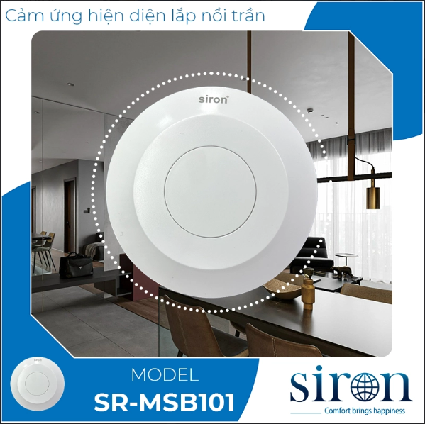 Cảm Biến Hiện Diện Siêu Nhạy Siron MSB101 Lắp Nổi Trần