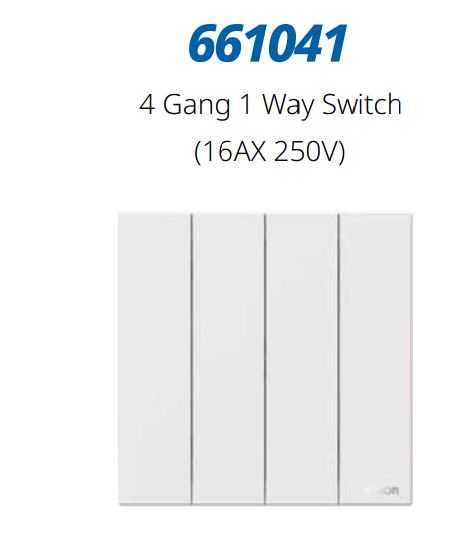 Module công tắc bốn 1 chiều màu Trắng Simon M7 661041 đế vuông