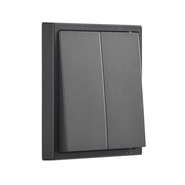 Công tắc đôi 2 chiều màu xám Simon I7 701022-61 lắp đế vuông