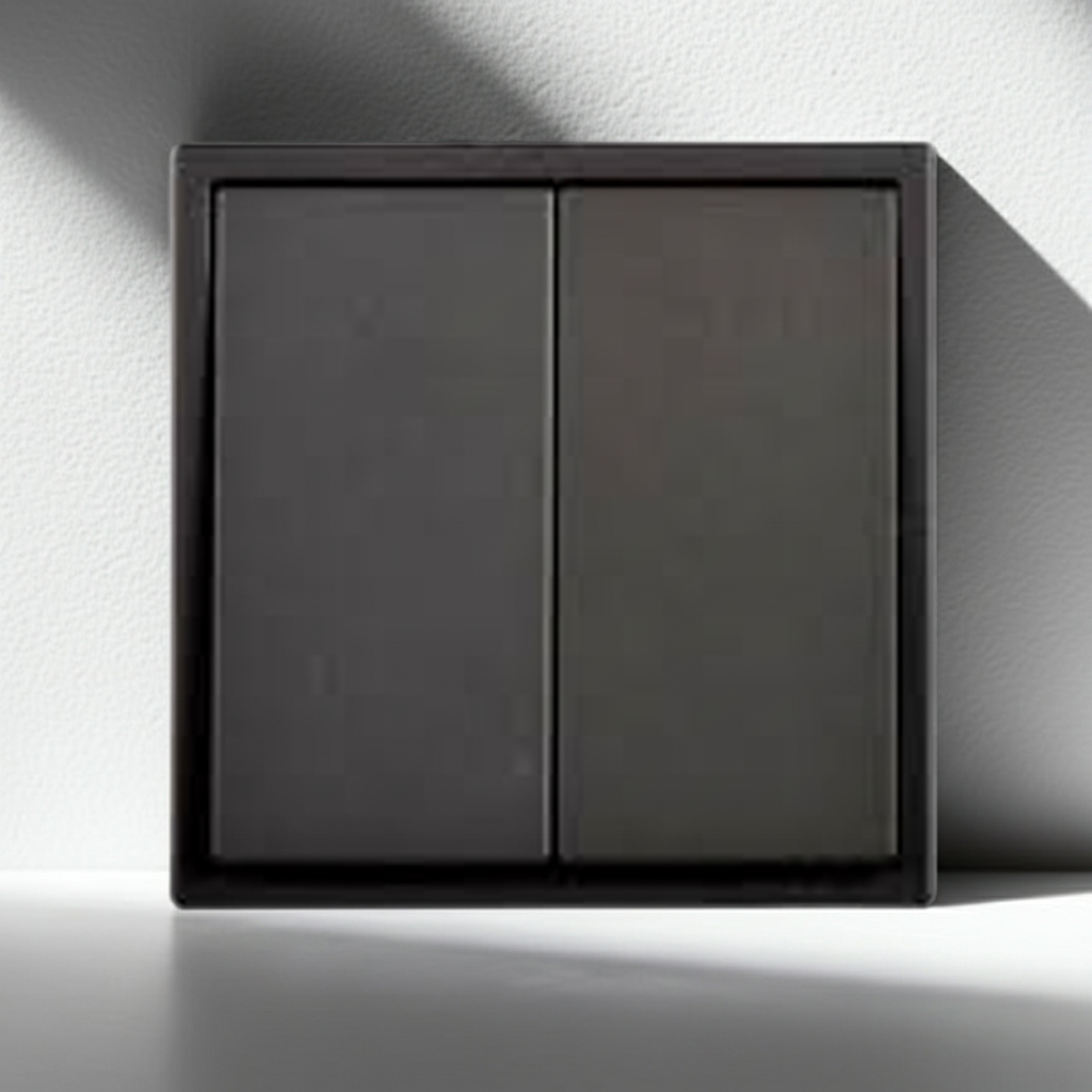 Công tắc đôi 1 chiều màu đen Simon I7 701021-26 lắp đế vuông