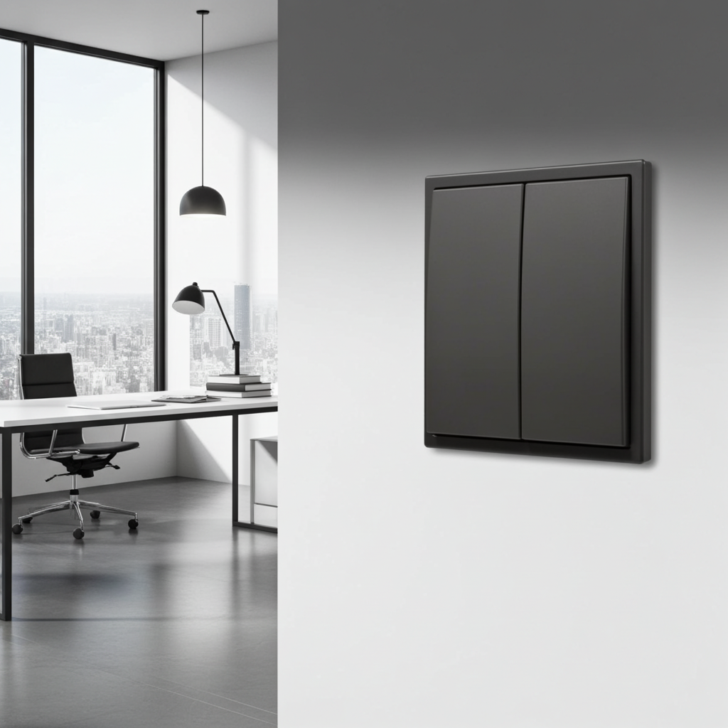 Công tắc đôi 1 chiều màu đen Simon I7 701021-26 lắp đế vuông