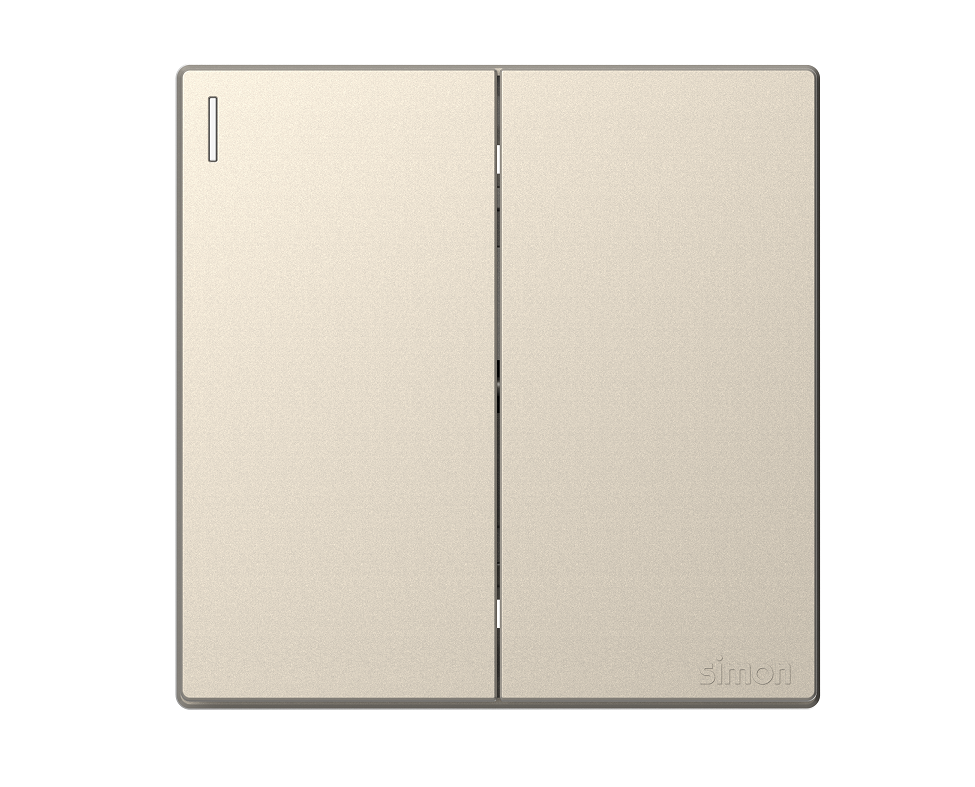 Module Công tắc đôi 1 chiều màu sâm panh Simon Series S6 581021 lắp chuẩn đế vuông
