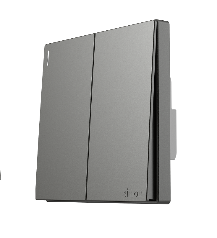 Module công tắc đôi 1 chiều màu ghi xám Simon Series S6 581021-61 lắp chuẩn đế vuông