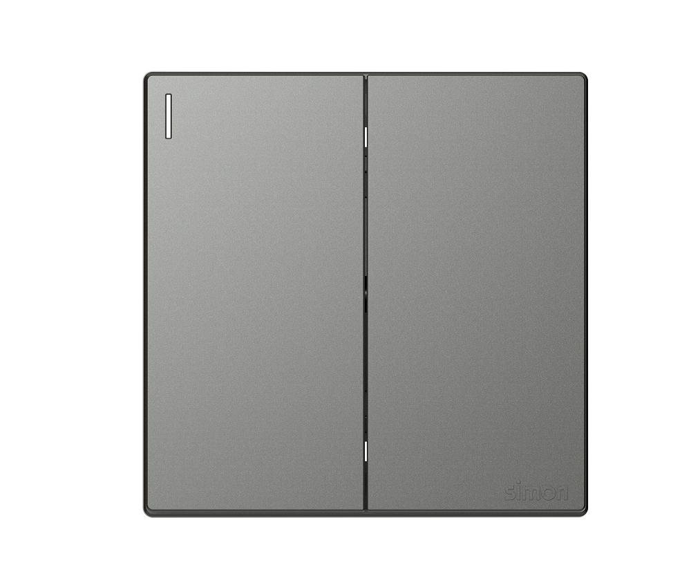 Module công tắc đôi 1 chiều màu ghi xám Simon Series S6 581021-61 lắp chuẩn đế vuông