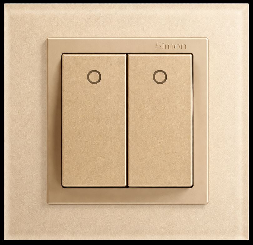 Module Công tắc đôi 16A, 1 chiều Simon V8 80398-56 Màu Sâm panh