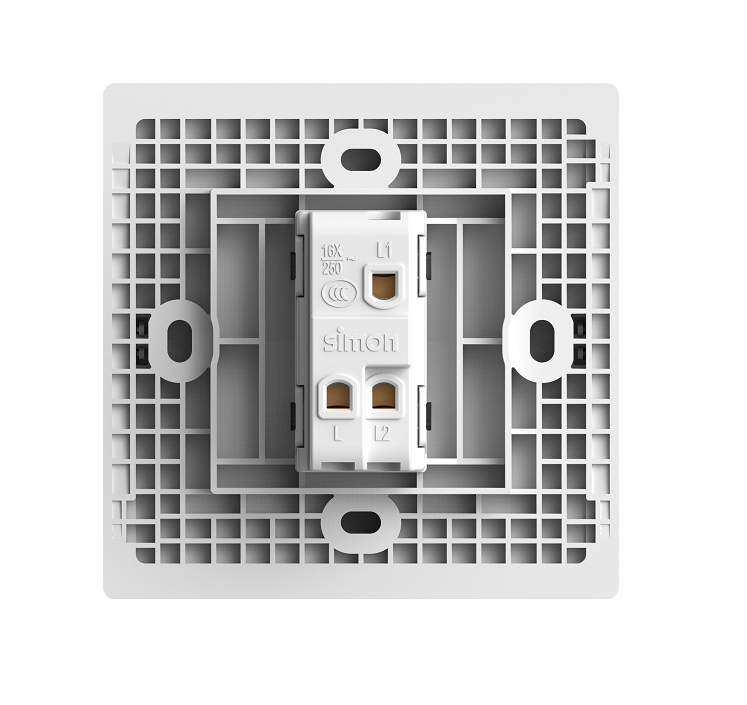 Công tắc đơn 2 chiều màu Xám Simon Series S6 581012-61 lắp chuẩn đế vuông