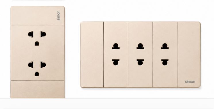 K9 - Bộ 3 ổ cắm 2 chấu (champagne) Simon K9 594103-46 màu sâm panh